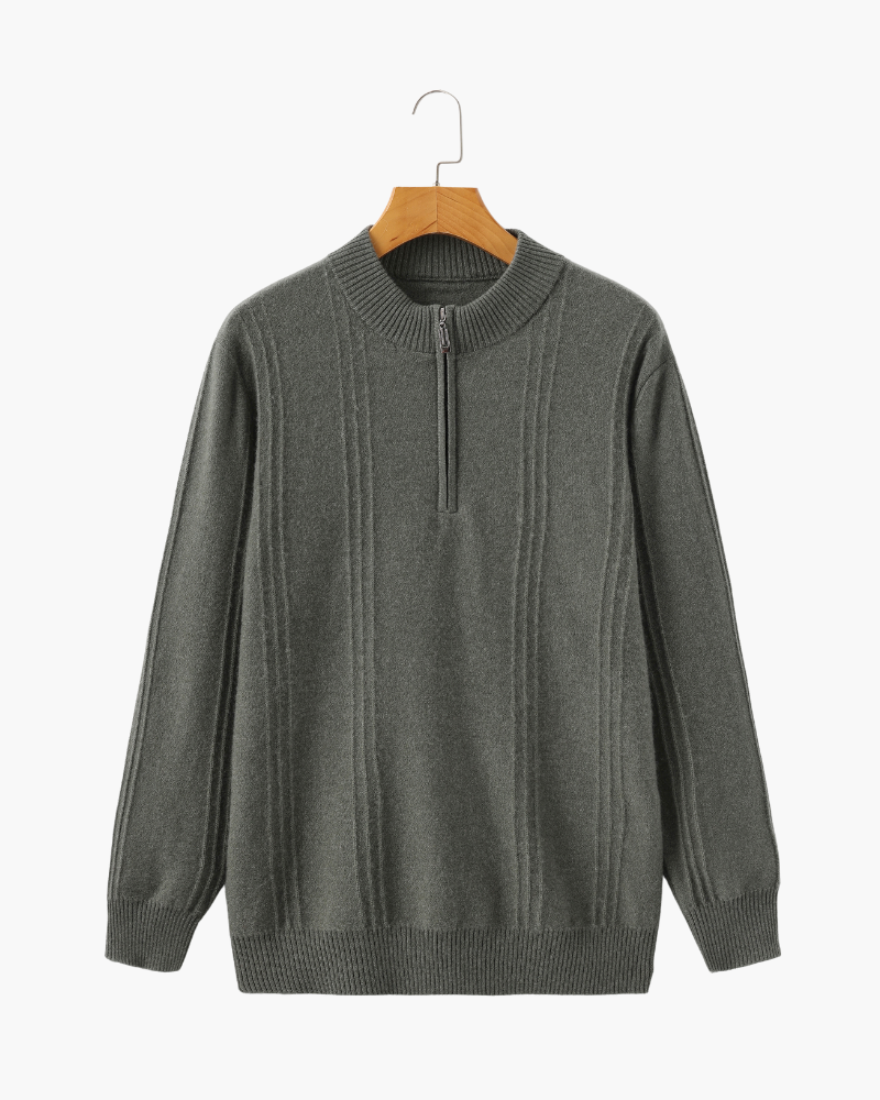 Sartorial™ | 100% Cashmere Ribbed Half Zip