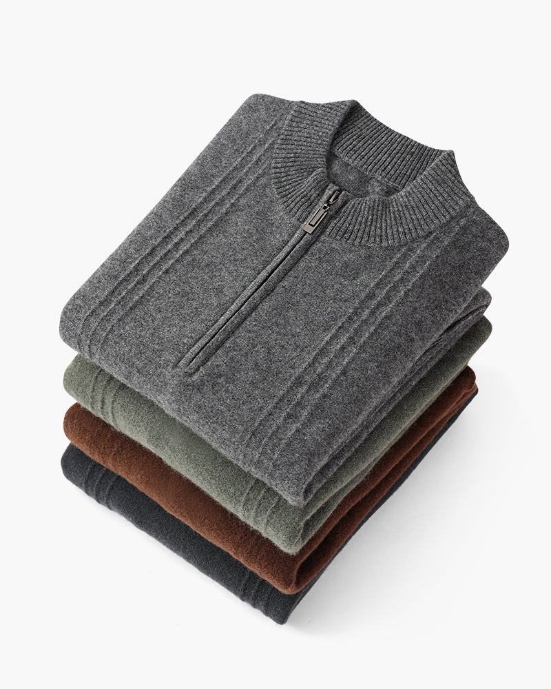 Sartorial™ | 100% Cashmere Ribbed Half Zip