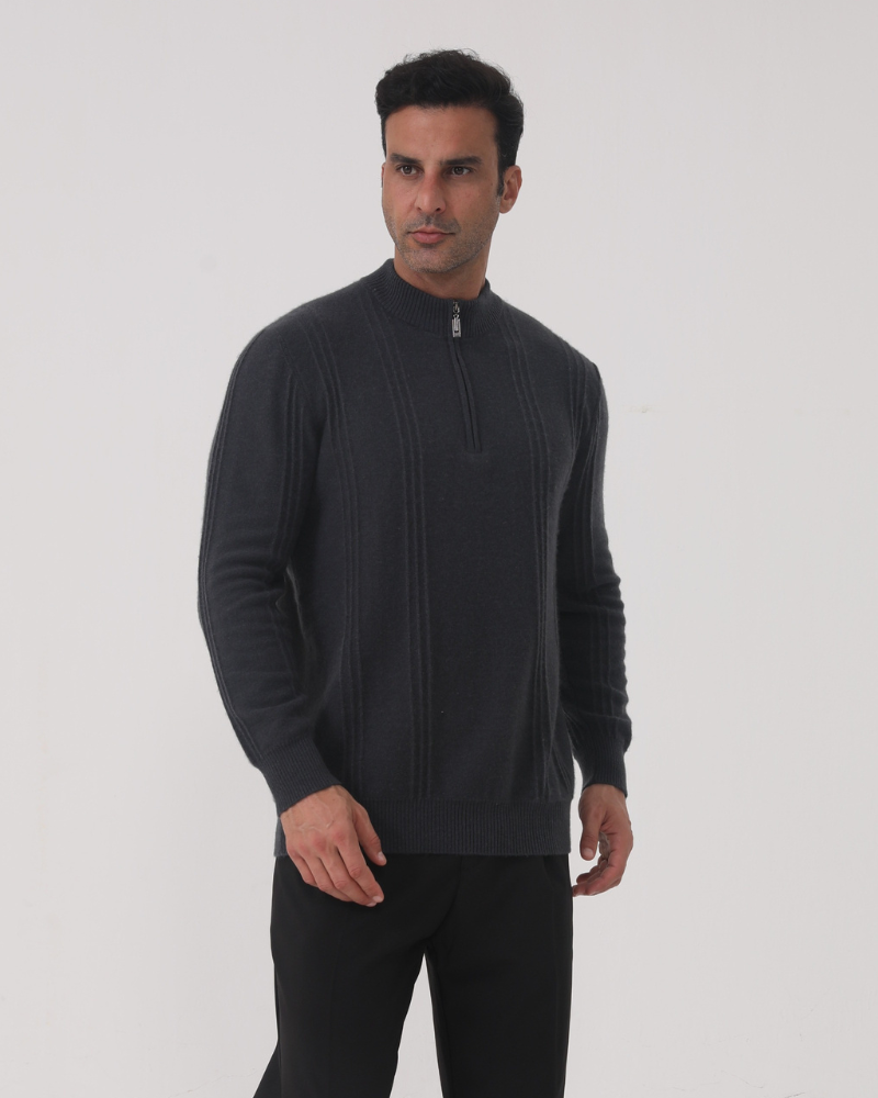 Sartorial™ | 100% Cashmere Ribbed Half Zip