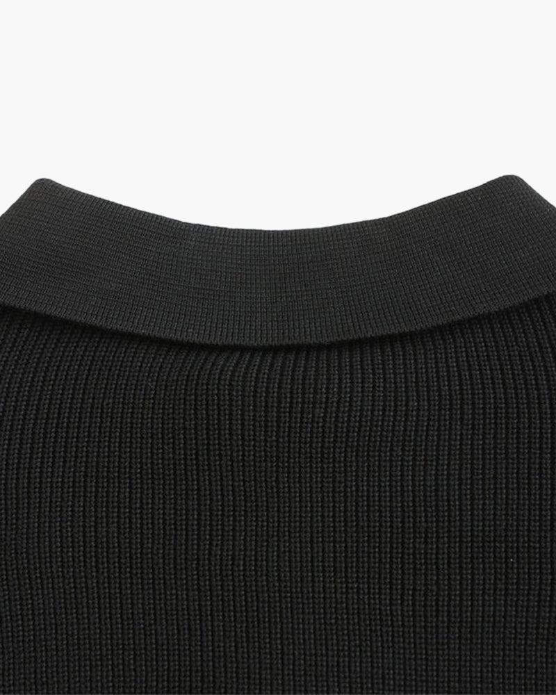 Sartorial™ | Knitted Zip Up Polo Sweater