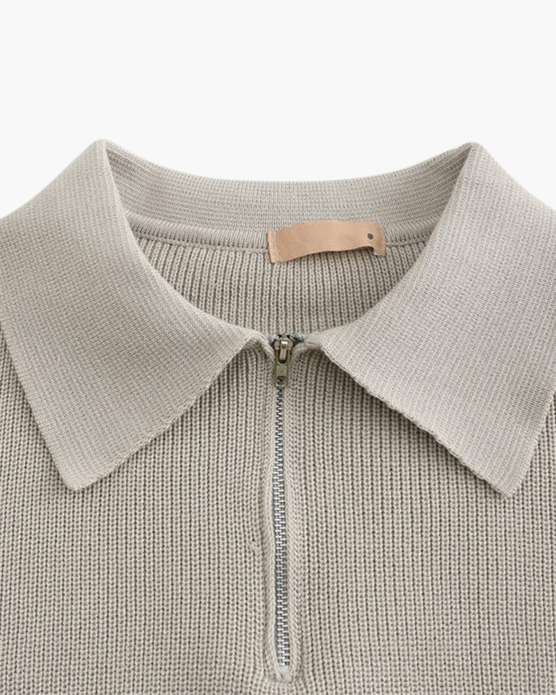 Sartorial™ | Knitted Zip Up Polo Sweater