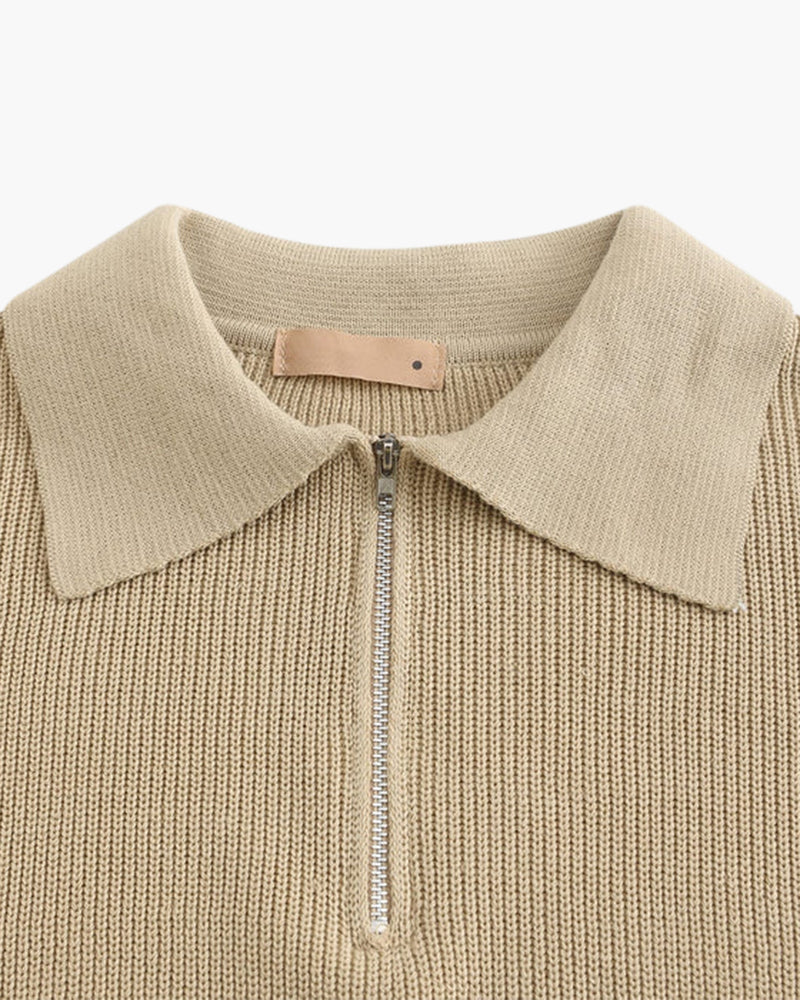 Sartorial™ | Knitted Zip Up Polo Sweater